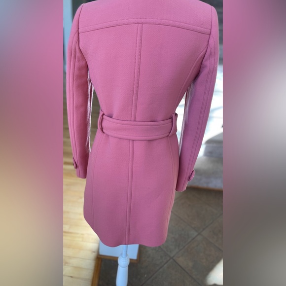 J. Crew Pink Double Cloth Wool  Trench Coat- Size 4 - Picture 7 of 16